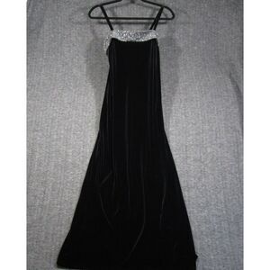 Jump Velvet Prom Dress‎ Womens 7/8 Black Silver Evening Party Maxi Gown 90s Y2K